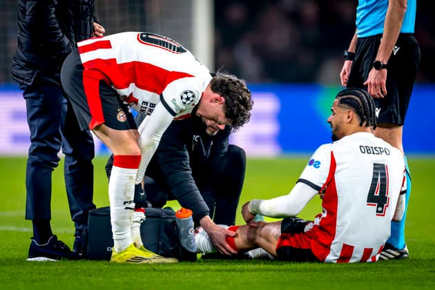 PSV Eindhoven defender Armando Obispo during the match PSV Eindhoven vs FC Bayern Munchen at the Philips stadium for the Champions League phase Matchday 8 season 2025 2026 in EINDHOVEN, Netherlands on 28 01 2026,