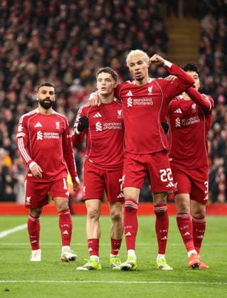 Liverpool v FK QARABAG, Champions League Florian Wirtz of Liverpool celebrates a goal 2-0 during the Champions League match between Liverpool and FK QARABAG at Anfield, Liverpool, UK on 28 January 2026. Liverpool Anfield Merseyside UK Editorial use only , Copyright: xRyanxBrownex PSI-23643-0063
