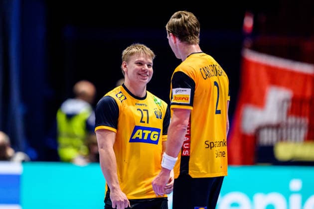 260128 Axel Mansson of Sweden during the EHF European Handball Championship main round match between Switzerland and Sweden on January 28, 2026 in Malmö nPhoto Petter Arvidson BILDBYRAN kod PA PA1145 handball handball handballs em 2026 schweiz sverige sweden ehf european handball championship switzerland bbeng bbauto  Copyright: PETTERxARVIDSON BB260128PA190