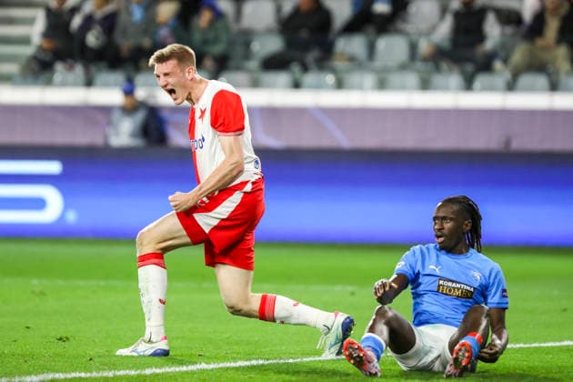 UEFA CL : Pafos vs Slavia Praha STEPAN CHALOUPEK of Slavia Praha celebrates the goal he scored. Pafos plays against Slavia Praha for the League Phase of the UEFA Champions League in Limassol stadium, Limassol, Cyprus, on Jan. 28, 2026. Limassol Cyprus Copyright: xKOSTASxPIKOULASx
