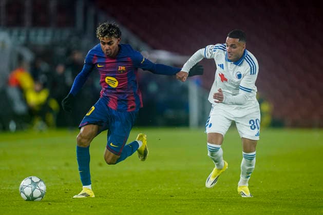 ESP: FC Barcelona, Barca v FC Copenhague. UEFA Champions League. Matchday 8. Lamine Yamal of FC Barcelona and Elias Achouri of FC Copenhague during the UEFA Champions League match, match day 8, between FC Barcelona and FC Copenhague, Spotify Camp Nou Stadium on January 28, 2026 in Barcelona, Spain. kpng Copyright: xSergioxRuizx xImagox PS_260128_BAR_COP_018