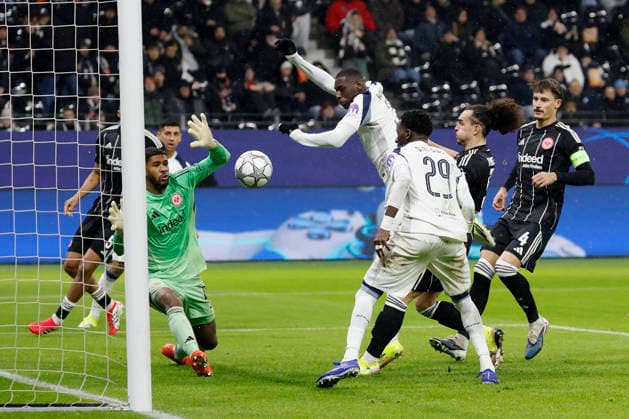 Randal Kolo Muani Tottenham Hotspur, 39 , Goal scored, scored the goal to 0 1, celebrate the goal 28 01 2026, Soccer, Eintracht Frankfurt vs Tottenham Hotspur UEFA Champions League, GER, Frankfurt, Deutsche Bank Park Copyright: HMBxMedia xHeikoxBecker