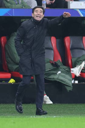 GER, UEFA CL, matchday 8, league phase, Bayer 04 Leverkusen GER vs FC Villarreal CF ESP , 28 01 2026, BayArena, Leverkusen, GER, UEFA CL, matchday 8, league phase, Bayer 04 Leverkusen GER vs FC Villarreal CF ESP , , in the picture Marcelino Trainer Headcoach Villarreal CF , gets very upset, gestures, facial expressions, emotions, dissatisfied disappointed dejected, nordphotoxGmbHx xMeuter nph00351