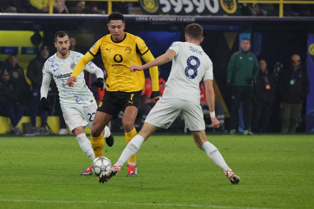 28 01 2026, xgrfx, Football UEFA Champions League , Borussia Dortmund Inter Milan v l Jobe Bellingham Borussia Dortmund , Petar Sucic Inter Milan DFL DFB REGULATIONS PROHIBIT ANY USE OF PHOTOGRAPHS as IMAGE SEQUENCES and or QUASI VIDEO Signal Iduna Park