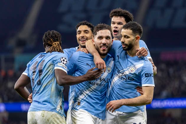 28th January 2026; Etihad Stadium, Manchester, England; UEFA Champions League Football, Manchester City versus Galatasaray; Rayan Cherki of Manchester City celebrate scoring a 28th minute goal to make the score 2-0  TimxWilliams Content restricted for UK based newspaper