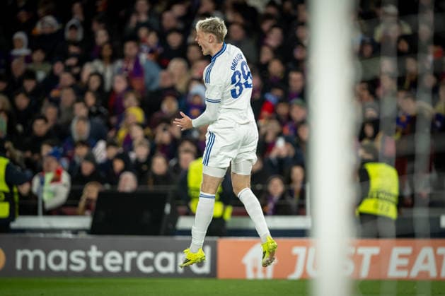 Viktor Daoason (FC Copenhagen) celebrates during a UEFA Champions League match between FC Barcelona, Barca and Copenhagen at Spotify Camp Nou in Barcelona, , Spain, on January 28 2026. Photo by Felipe Mondino  Copyright: xFelipexMondino IPAxSportx xipa-agency.netx xx IPA_70672101 IPA_Agency_IPA70672101