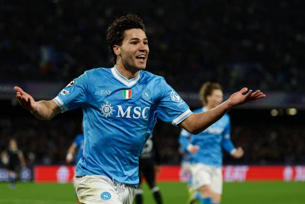 Napoli™s Antonio Vergara celebrates after scoring goal 1-1 during the UEFA Champions League football match between Napoli vs Chelsea - Champions League 2025 2026 - Diego Armando Maradona stadium January 28, 2026 Naples, Italy soccer  Copyright: xAlessandroxGarofalo LaPressex