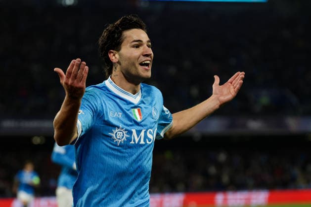 Napoli™s Antonio Vergara celebrates after scoring goal 1-1 during the UEFA Champions League football match between Napoli vs Chelsea - Champions League 2025 2026 - Diego Armando Maradona stadium January 28, 2026 Naples, Italy soccer  Copyright: xAlessandroxGarofalo LaPressex