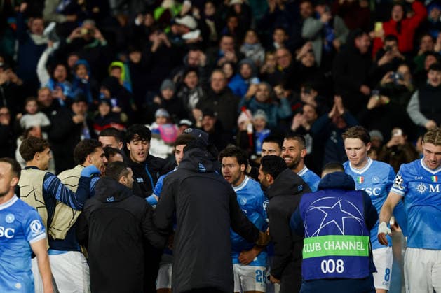 Napoli™s Antonio Vergara celebrates after scoring goal 1-1 during the UEFA Champions League football match between Napoli vs Chelsea - Champions League 2025 2026 - Diego Armando Maradona stadium January 28, 2026 Naples, Italy soccer  Copyright: xAlessandroxGarofalo LaPressex