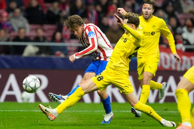 ATLETICO DE MADRID v FK BODO GLIMT. CHAMPIONS LEAGUE 2025 2026. ROUND 8 MATCH. Atletico de Madrid s Pablo Barrios (l) and FK Bodo Glimt s Hakon Evjen during Champions League 2025 2026, Round 8 match. January 28 ,2026. (ALTERPHOTOS Acero) MadridSpain  Copyright: xAcerox