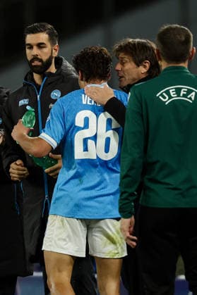 Napoli™s Antonio Vergara celebrates after scoring goal 1-1 during the UEFA Champions League football match between Napoli vs Chelsea - Champions League 2025 2026 - Diego Armando Maradona stadium January 28, 2026 Naples, Italy soccer  Copyright: xAlessandroxGarofalo LaPressex