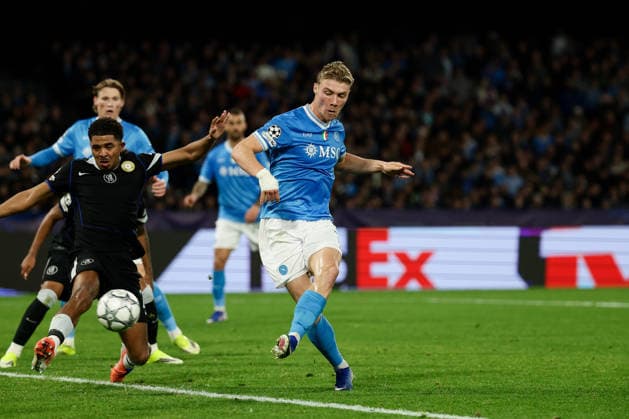 Napoli™s Rasmus Hojlund goal 2-1 during the UEFA Champions League football match between Napoli vs Chelsea - Champions League 2025 2026 - Diego Armando Maradona stadium January 28, 2026 Naples, Italy soccer  Copyright: xAlessandroxGarofalo LaPressex
