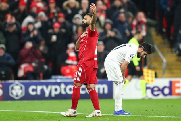 UEFA Champions League Matchday 8 of 8 Liverpool v Qarabag FK Mohamed Salah of Liverpool celebrates after making it 3-0 during the UEFA Champions League Match Day 8 of 8 match Liverpool vs Qarabag FK at Anfield, Liverpool, United Kingdom on 28 January 2026 (Photo by Jorge Horsted News Images) Liverpool Anfield Merseyside United Kingdom Copyright: xJorgexHorsted NewsxImagesx