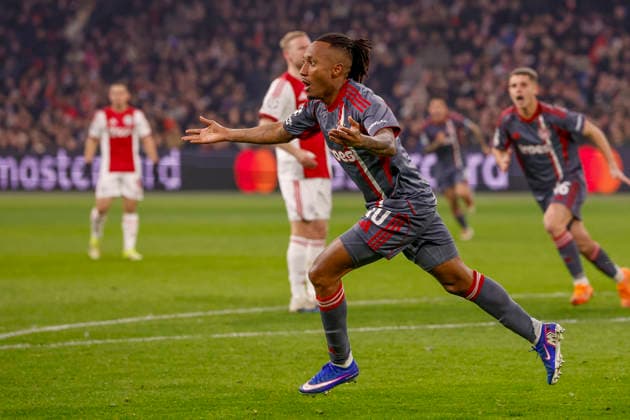 2026-01-28 AFC Ajax v Olympiacos FC - UEFA Champions League AMSTERDAM, NETHERLANDS - JANUARY 28: Gelson Martins of Olympiacos FC celebrating his teams 1st goal during the UEFA Champions League match between AFC Ajax and Olympiacos FC at Johan Cruijff ArenA on January 28, 2026 in Amsterdam, Netherlands. Amsterdam Johan Cruijff ArenA Netherlands Content not available for redistribution in The Netherlands directly or indirectly through any third parties. Copyright: xBenxGalx