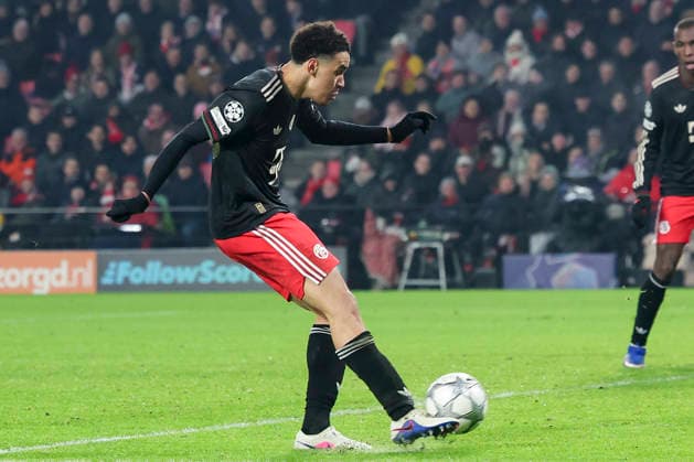 Jamal Musiala FC Bayern Muenchen scores the goal to make it 0 1 with this shot, UEFA Champions League 2025 26 League Phase MD8, PSV Eindhoven v FC Bayern München, PSV Stadion on January 28, 2026 in Eindhoven, Netherlands Photo by Marco Steinbrenner DeFodi Images Jamal Musiala FC Bayern Muenchen scores the goal to make it 0 1 with this shot, UEFA Champions League 2025 26 League Phase MD8, PSV Eindhoven v FC Bayern München, PSV Stadion, January 28, 2026 in Eindhoven, Netherlands Photo by Marco Steinbrenner DeFodi Images