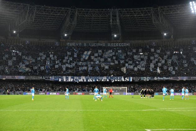 Napoli s fans wave a flag before kick-off during Uefa Champions League - Match Day 8- Championship between S.S.C. Napoli and Chelsea FC at the Maradona Stadium on Jan 28, 2026 in Naples, Italy. during SSC Napoli vs Chelsea FC, UEFA Champions League football match in Naples, Italy, January 28 2026  Copyright: xRobertoxRamaccia IPAxSportx xipa-agency.netx xx IPA_70671089 IPA_Agency_IPA70671089