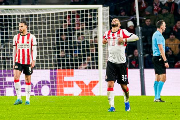 Ismael Saibari of PSV Eindhoven looks dejected after conceding his sides first goal PSV Eindhoven v FC Bayern Munchen, UEFA Champions League 2025 26 League Phase MD8, PSV Eindhoven v FC Bayern Munchen, PSV Stadion, January 28, 2026, Eindhoven, Netherlands.