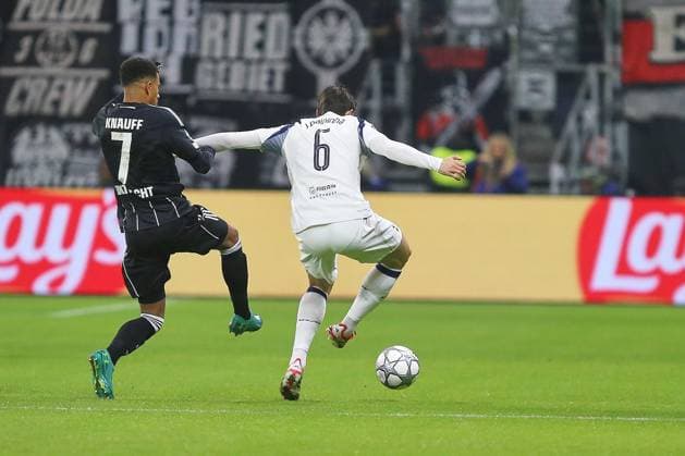Frankfurt Main, Hesse, Germany, 28 01 2026 Waldstadion Deutsche Bank Park UEFA Champions League 2025 26 Eintracht Frankfurt Tottenham Hotspur Ansgar Knauff 7, Eintracht Frankfurt and Joao Palhinha 6, Tottenham Copyright: xdtsxNachrichtenagenturx dts_104000