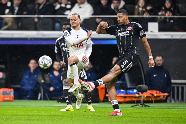 Xavi Simons Tottenham Hotspur and Aurele Amenda Eintracht Frankfurt battle for the ball during the UEFA Champions League 2025 26 League Phase MD8 match between Eintracht Frankfurt and Tottenham Hotspur at Frankfurt Stadion on January 28, 2026 in Frankfurt am Main, Germany Photo by Harry Langer DeFodi Images