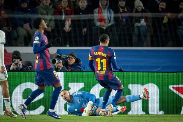 Goalkeeper Dominik Kotarski (FC Copenhagen) saves during a UEFA Champions League match between FC Barcelona, Barca and Copenhagen at Spotify Camp Nou in Barcelona, , Spain, on January 28 2026. Photo by Felipe Mondino  Copyright: xFelipexMondino IPAxSportx xipa-agency.netx xx IPA_70672191 IPA_Agency_IPA70672191