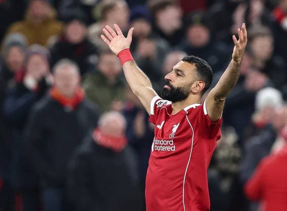 . - Liverpool v Qarabag FK, UEFA Champions League, League Phase, Anfield Stadium, Liverpool, England. - 28th January 2026. (C) Ian Stephen Crystal Pix GOAL 3-0, Mohamed Salah of Liverpool goal celebration after scoring a free-kick to put Liverpool 3-0 ahead against Qarabag FK. - Liverpool v Qarabag FK, UEFA Champions League, League Phase, Anfield Stadium, Liverpool, England. - 28th January 2026. (C) Ian Stephen Crystal Pix Copyright: xIanxStephenx CP_Liverpool_Qarabag_Ian_Stephen_280126_CP34