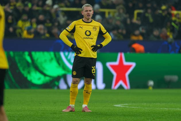 UEFA Champions League Borussia Dortmund Inter Milan on 28 01 2026 at Signal Iduna Park in Dortmund Julian Ryerson Dortmund 26 dissatisfied, disappointed, disappointed, dejected MH
