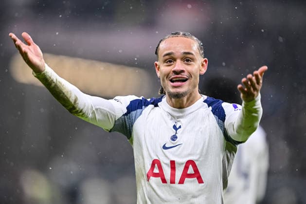 Xavi Simons Tottenham Hotspur gestures during the UEFA Champions League 2025 26 League Phase MD8 match between Eintracht Frankfurt and Tottenham Hotspur at Frankfurt Stadion on January 28, 2026 in Frankfurt am Main, Germany Photo by Harry Langer DeFodi Images