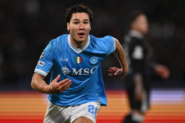 Antonio Vergara of S.S.C. Napoli celebrates after scoring the goal of 1-1 during the UEFA Champions League phase day 8 football match between S.S.C. Napoli and Chelsea F.C. at the Diego Armando Maradona Stadium on January 27, 2026 in Naples, Italy.  Copyright: xDomenicoxCippitelli IPAxSportx xipa-agency.netx xx IPA_70674114 IPA_Agency_IPA70674114