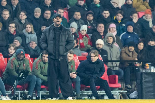 Coach Vincent Kompany FC Bayern Muenchen yells during the UEFA Champions League 2025 26 League Phase MD8 match between PSV Eindhoven and FC Bayern München at PSV Stadion on January 28, 2026 in Eindhoven, Netherlands