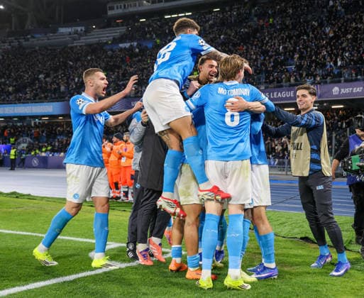 January 28, 2026, Napoli, Napoli, Italia: Goal the Rasmus Hoyland of SSC Napoli During the Champions League match between Napoli and Chelsea on January 28, 2026, at the Diego Armando Maradona Stadium in Naples..Photo: Napoli Italia - ZUMAs236 20260128_aap_s236_043 Copyright: xFabioxSassox