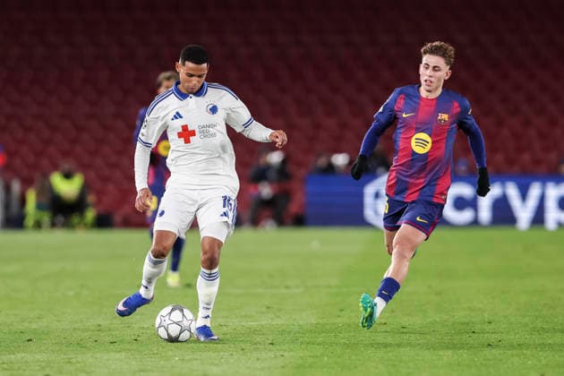 January 28, 2026, Barcelona, Barcelona, Spain: Marcos Lopez of FC Copenhague in action during the UEFA Champions League 2025 26 League Phase MD8 match between FC Barcelona, Barca and F.C. Copenhagen at Spotify Camp Nou stadium on January 28, 2026 in Barcelona, Spain. Barcelona Spain - ZUMAa181 20260128_zaa_a181_163 Copyright: xJavierxBorregox