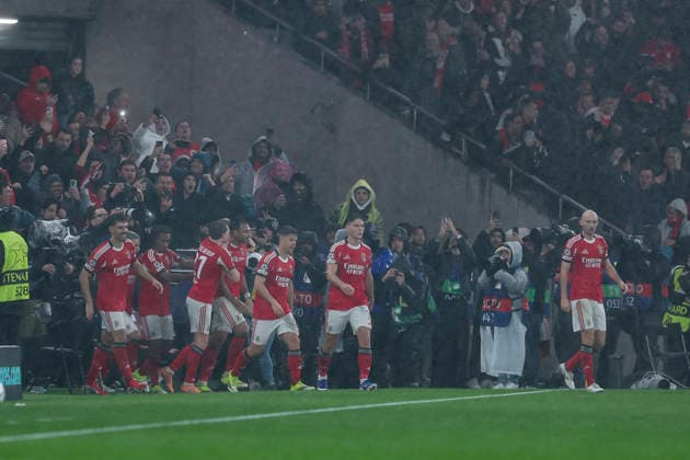 January 28, 2026, Lisbon, Lisbon, Portugal: Vangelis Pavlidis of SL Benfica celebrates a goal during the UEFA Champions League 2025 26 League Phase MD8 match between SL Benfica and Real Madrid C.F. at Estadio do Lisboa e Benfica on January 28, 2026 in Lisbon, Portugal. Lisbon Portugal - ZUMAa181 20260128_zaa_a181_182 Copyright: xIrinaxR.xHipolitox