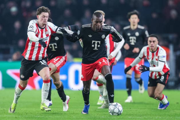Soccer Champions League matchday 8 PSV Eindhoven FC Bayern Munich on 28 01 2026 at Philips Stadium in Eindhoven Paul Wanner Eindhoven , left Nicolas Jackson Munich , right xJRx