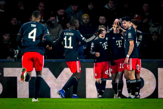 SC Bayern Munchen midfielder Jamal Musiala scores the 0 1 and celebrating the goal during the match PSV Eindhoven vs FC Bayern Munchen at the Philips stadium for the Champions League phase Matchday 8 season 2025 2026 in EINDHOVEN, Netherlands on 28 01 2026, Photo by Marcel van Dorst EYE4IMAGES