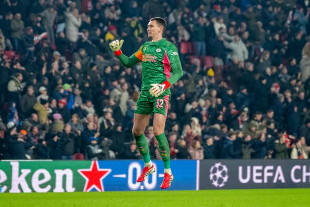 Matej Kovar PSV Eindhoven, 32 celebrates the goal for 1 1 PSV Eindhoven vs FC Bayern Muenchen, Football, UEFA Champions League, Matchday 08, Season 2025 2026, 28 01 2026 PSV Eindhoven vs FC Bayern Muenchen, Football, UEFA Champions League, Matchday 08, Season 2025 2026, 28 01 2026 Eindhoven Copyright: xEibner-Pressefoto ThomasxHaeslerx EP_THR