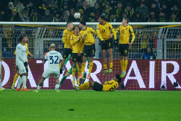 UEFA Champions League Borussia Dortmund Inter Milan on 28 01 2026 at Signal Iduna Park in Dortmund Goal for 0 1 by goalscorer Federico Dimarco Inter 32 MH