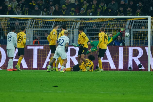 UEFA Champions League Borussia Dortmund Inter Milan on 28 01 2026 at Signal Iduna Park in Dortmund Goal for 0 1 by goalscorer Federico Dimarco Inter 32 MH