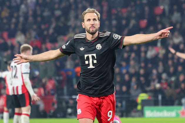 Harry Kane FC Bayern Muenchen celebrates after scoring his teams second goal, UEFA Champions League 2025 26 League Phase MD8, PSV Eindhoven v FC Bayern München, PSV Stadion on January 28, 2026 in Eindhoven, Netherlands Photo by Marco Steinbrenner DeFodi Images Harry Kane FC Bayern Muenchen celebrates after scoring his teams second goal, UEFA Champions League 2025 26 League Phase MD8, PSV Eindhoven v FC Bayern München, PSV Stadion, January 28, 2026 in Eindhoven, Netherlands Photo by Marco Steinbrenner DeFodi Images