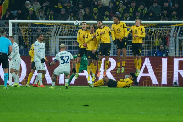 UEFA Champions League Borussia Dortmund Inter Milan on 28 01 2026 at Signal Iduna Park in Dortmund Goal for 0 1 by goalscorer Federico Dimarco Inter 32 MH
