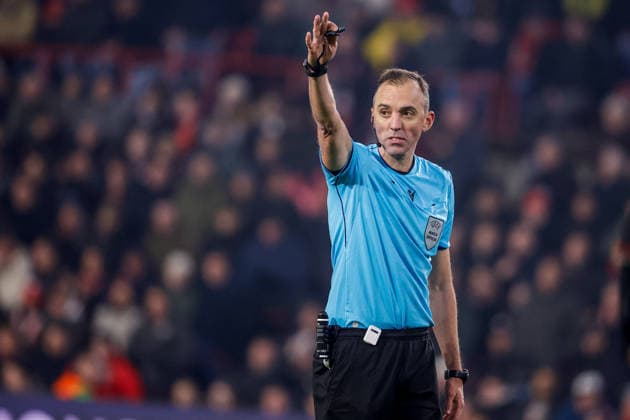 2026-01-28 PSV Eindhoven v FC Bayern Munich - UEFA Champions League 2025 26 League Phase MD8 EINDHOVEN, NETHERLANDS - JANUARY 28: Referee Joao Pinheiro looks on during the UEFA Champions League 2025 26 League Phase MD8 match between PSV Eindhoven and FC Bayern Munich at Philips Stadion on January 28, 2026 in Eindhoven, Netherlands. Eindhoven Philips Stadion Netherlands Content not available for redistribution in The Netherlands directly or indirectly through any third parties. Copyright: xBroerxvanxdenxBoomx