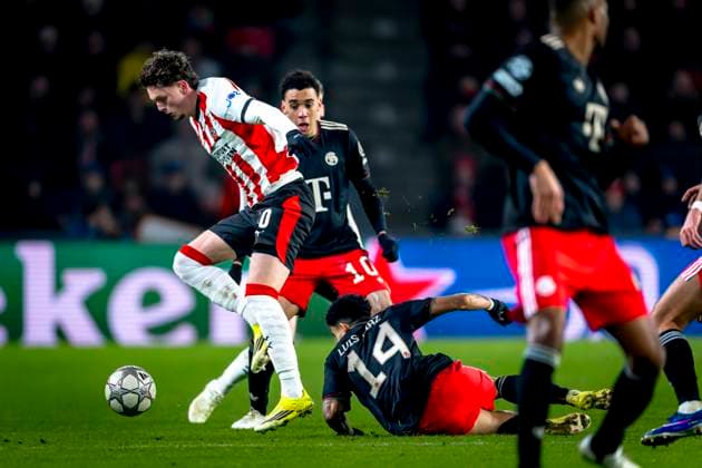 PSV Eindhoven midfielder Paul Wanner during the match PSV Eindhoven vs FC Bayern Munchen at the Philips stadium for the Champions League phase Matchday 8 season 2025 2026 in EINDHOVEN, Netherlands on 28 01 2026, Photo by Marcel van Dorst EYE4IMAGES