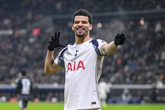 Dominic Solanke Tottenham Hotspur celebrates after scoring his team s second goal during the UEFA Champions League 2025 26 League Phase MD8 match between Eintracht Frankfurt and Tottenham Hotspur at Frankfurt Stadion on January 28, 2026 in Frankfurt am Main, Germany Photo by Harry Langer DeFodi Images