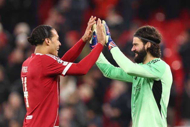 Liverpool v FK QARABAG, Champions League Virgil van Dijk of Liverpool and Alisson Becker of Liverpool during the Champions League match between Liverpool and FK QARABAG at Anfield, Liverpool, UK on 28 January 2026. Liverpool Anfield Merseyside UK Editorial use only , Copyright: xRyanxBrownex PSI-23643-0095