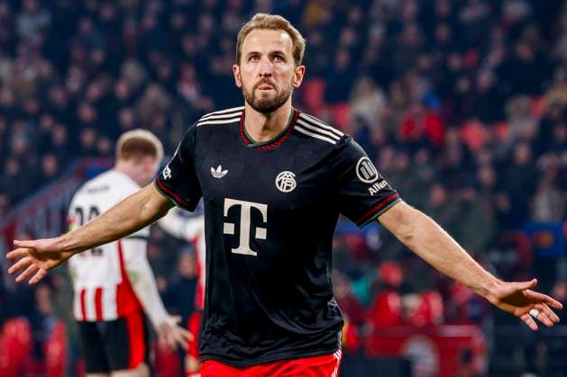 Harry Kane of FC Bayern Munchen celebrates after scoring his teams second goal PSV Eindhoven v FC Bayern Munchen, UEFA Champions League 2025 26 League Phase MD8, PSV Eindhoven v FC Bayern Munchen, PSV Stadion, January 28, 2026, Eindhoven, Netherlands.