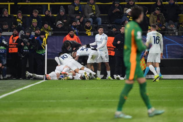 Andy Diouf FC Internazionale celebrates after scoring his team™s second goal with teammates during the UEFA Champions League 2025 26 match day 8 league phase match between Borussia Dortmund and Inter Milan at BVB Stadion on January 28, 2026 in Dortmund, Germany, Germany Photo by Ralf Treese DeFodi Images Andy Diouf FC Internazionale celebrates after scoring his team™s second goal with teammates during the UEFA Champions League 2025 26 League Phase MD8 match between Borussia Dortmund and FC Internazionale Milano at BVB Stadion Dortmund on January 28, 2026 in Dortmund, Germany Photo by Ralf Treese DeFodi Images