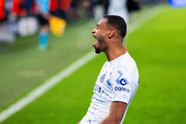 28 01 2026 Football, 2025 2026, UEFA Champions League, Matchday 8, Borussia Dortmund Inter Milan Andy Diouf Milan celebrates after his goal to make it 0 2