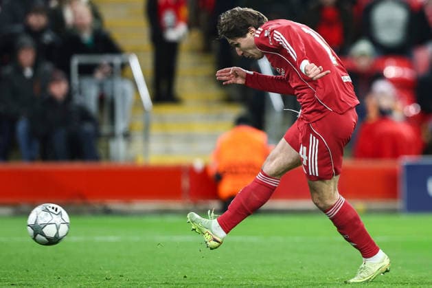. - Liverpool v Qarabag FK, UEFA Champions League, League Phase, Anfield Stadium, Liverpool, England. - 28th January 2026. (C) Ian Stephen Crystal Pix GOAL 6-0, Federico Chiesa of Liverpool scores a goal to put Liverpool 6-0 ahead against Qarabag FK. - Liverpool v Qarabag FK, UEFA Champions League, League Phase, Anfield Stadium, Liverpool, England. - 28th January 2026. (C) Ian Stephen Crystal Pix Copyright: xIanxStephenx CP_Liverpool_Qarabag_Ian_Stephen_280126_CP42