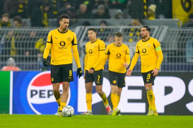 The Borussia Dortmund players disappointed during the UEFA Champions League 2025 26 League Phase MD8 match between Borussia Dortmund and FC Internazionale Milano at BVB Stadion Dortmund on January 28, 2026 in Dortmund, Germany Photo by Alex Gottschalk DeFodi Images