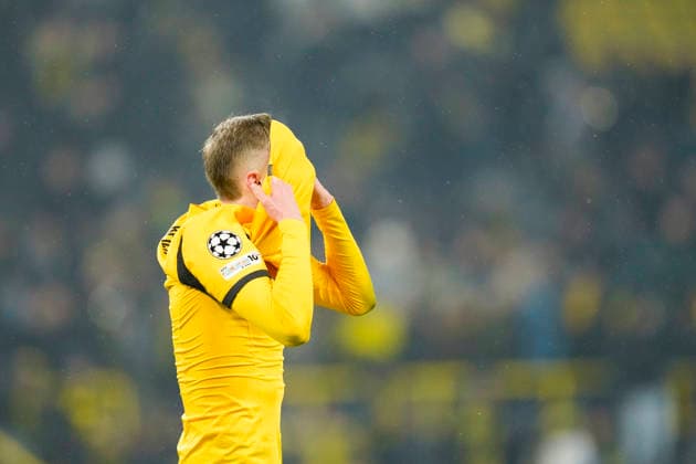 Maximilian Beier Borussia Dortmund looks dejected during the UEFA Champions League 2025 26 League Phase MD8 match between Borussia Dortmund and FC Internazionale Milano at BVB Stadion Dortmund on January 28, 2026 in Dortmund, Germany Photo by Alex Gottschalk DeFodi Images