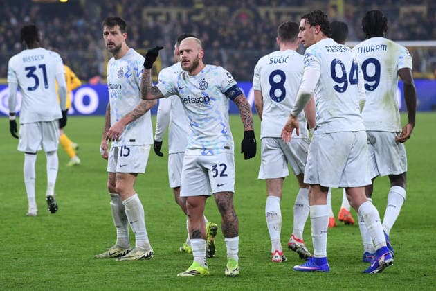 Soccer UEFA Champions League Matchday 8 Borussia Dortmund Inter Milan on 28 01 2026 at Signal Iduna Park in Dortmund Goal celebration to 0 1 by Federico Dimarco Milan xRx